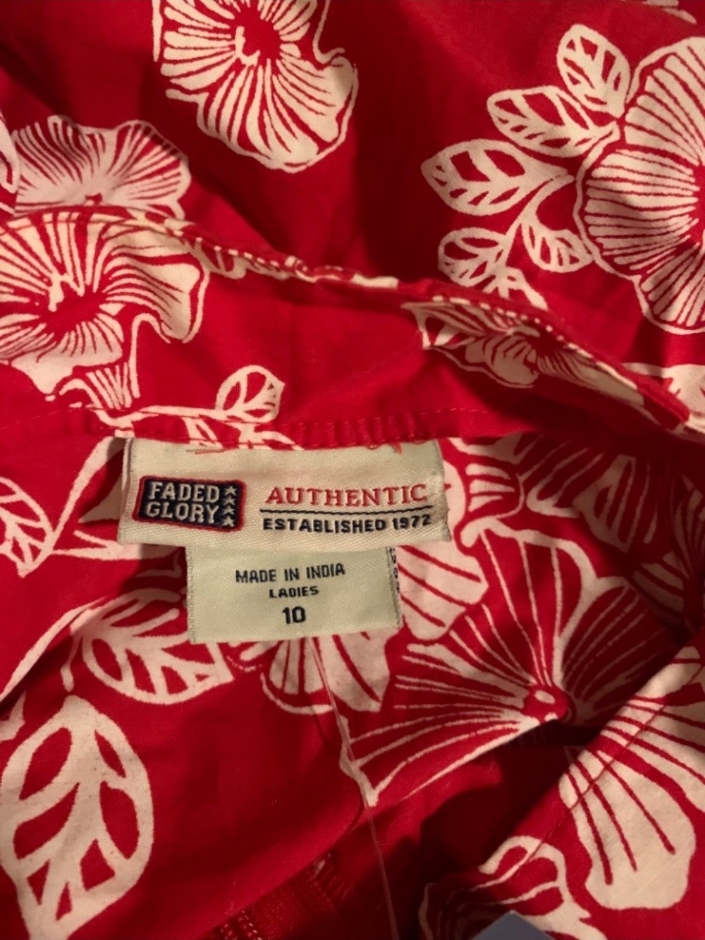 Faded Glory Red and White Floral One-Piece Dress
